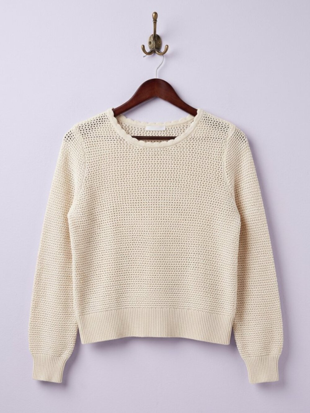 GAP Cream Open-Knit Cotton Crewneck Pullover Sweater Women's XL